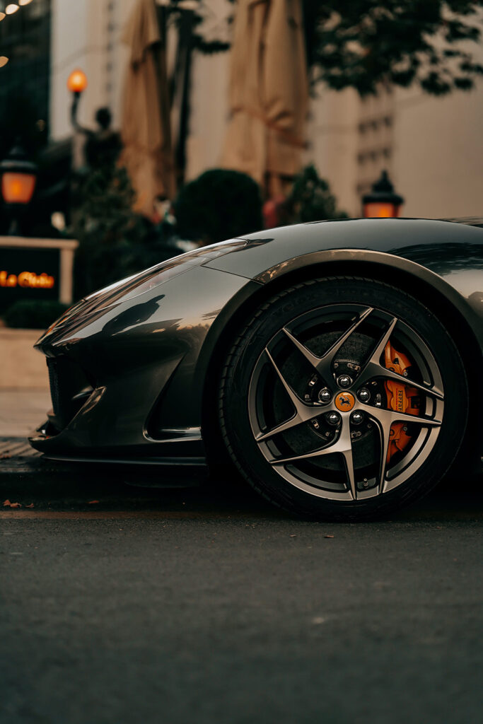 A Grey Ferrari Roma Parked on the Road