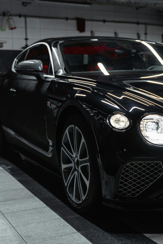 Close up of a black Bentley Continental